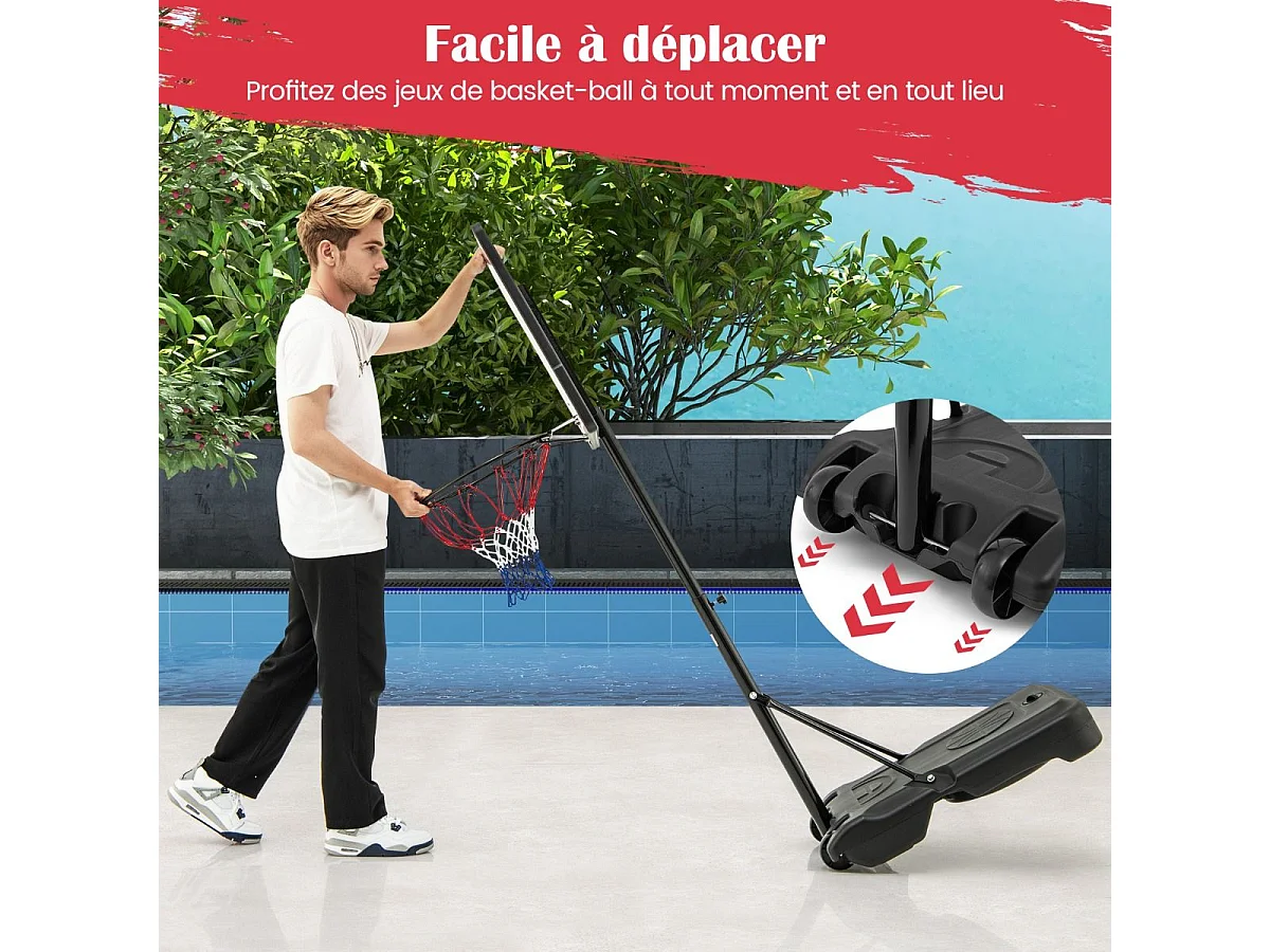 Panier de Basket-Ball, Support de Basket-Ball Réglable en Hauteur pour Enfants Adolescents Adultes, Panier de Basket-Ball Mobile, pour Intérieure/Extérieure