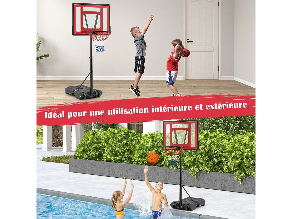 Panier de Basket-Ball, Support de Basket-Ball Réglable en Hauteur pour Enfants Adolescents Adultes, Panier de Basket-Ball Mobile, pour Intérieure/Extérieure