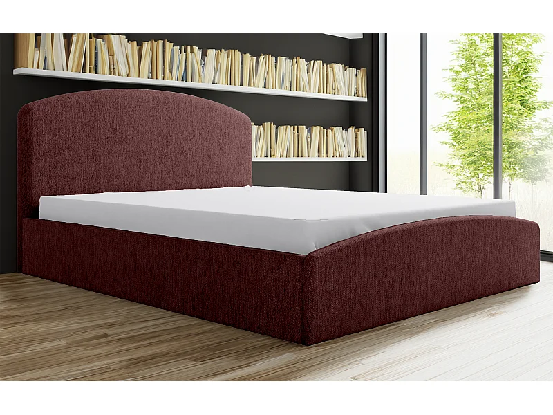 Cama estofada Montana 190x212x90 cm, área 180x200 cm, com baú, elevador a gás, tecido Monolith castanha