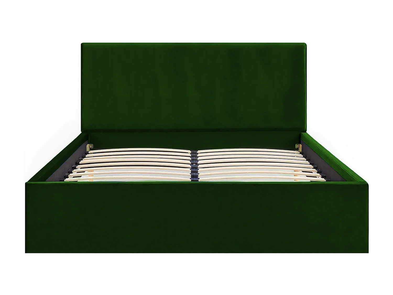 Lit rembourré Nefryt 150x212x90 cm, couchage 140x200 cm, coffre, vérin à gaz, tissu Monolith vert