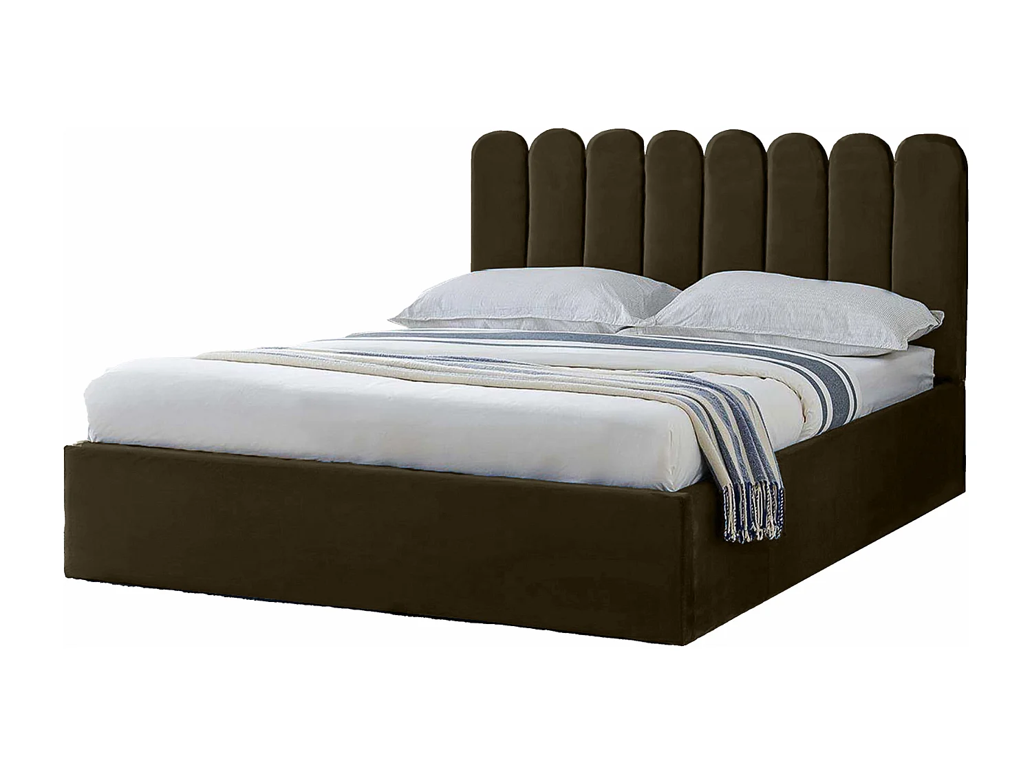 Gestoffeerd bed Venezia 190x212x90 cm Slaapvlak 180x200 cm, opbergruimte, gaslift, stof Monolith bruin