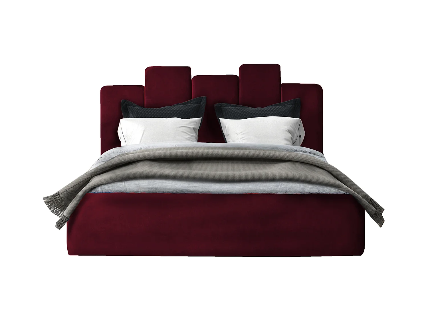 Lit rembourré Orion 150x212x90 cm, couchage 140x200 cm, coffre, vérin à gaz, tissu Monolith châtaigne