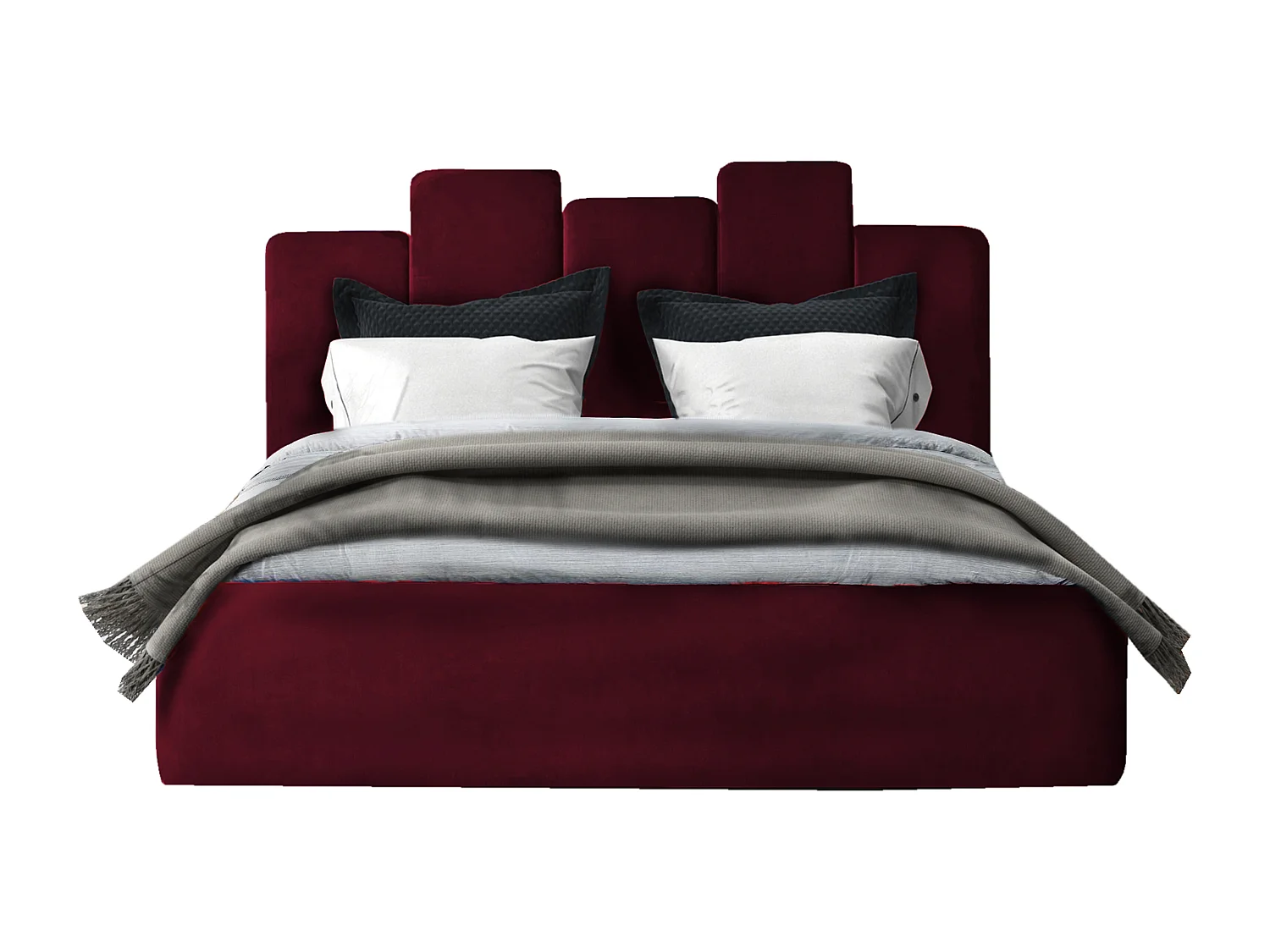 Lit rembourré Orion 150x212x90 cm, couchage 140x200 cm, coffre, vérin à gaz, tissu Monolith châtaigne