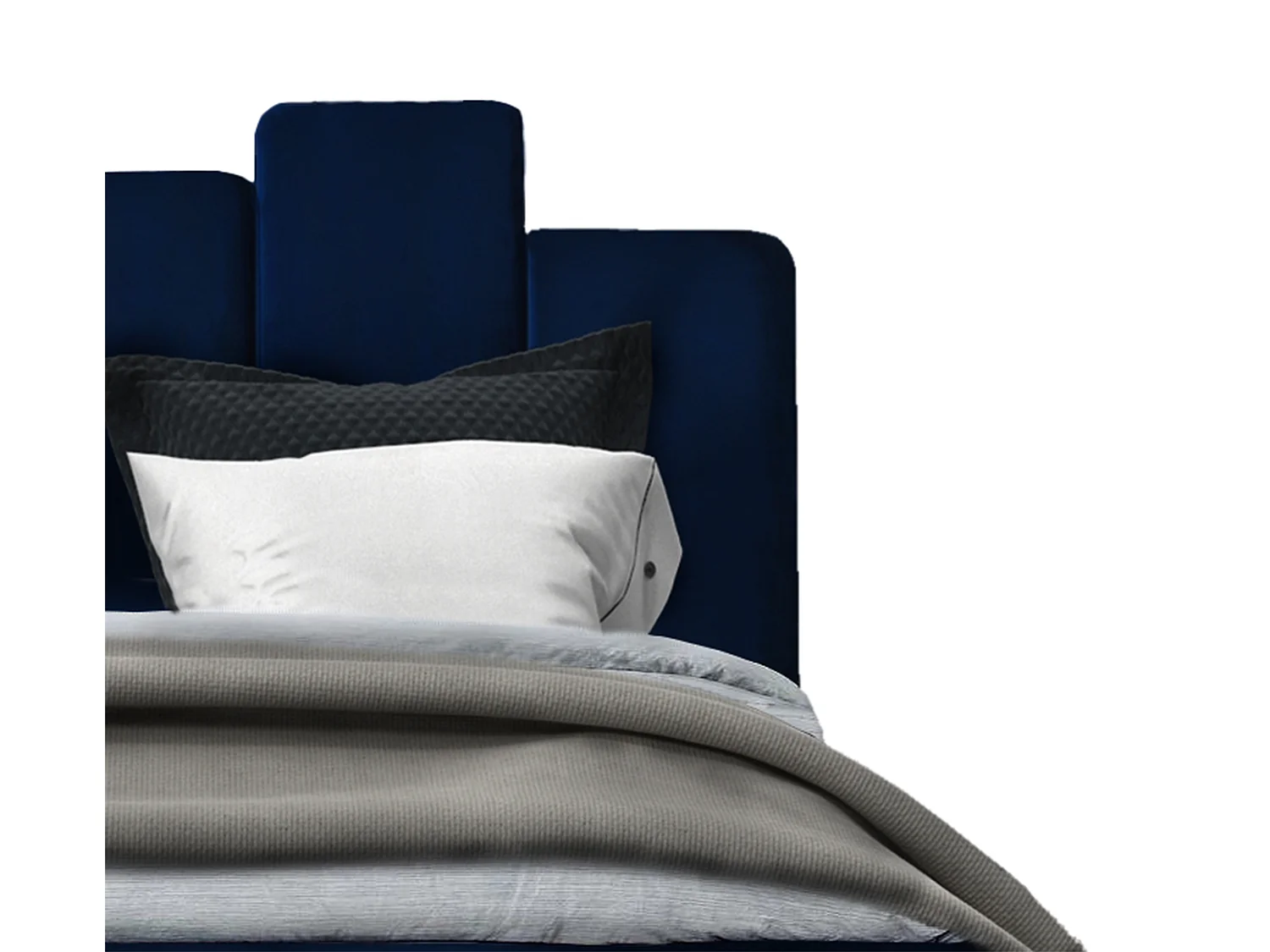 Lit rembourré Orion 150x212x90 cm, couchage 140x200 cm, coffre, vérin à gaz, tissu Monolith bleu marine