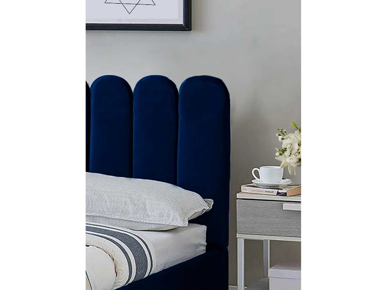 Lit rembourré Venezia 130x212x90 cm, couchage 120x200 cm, coffre, vérin à gaz, tissu Monolith frêne