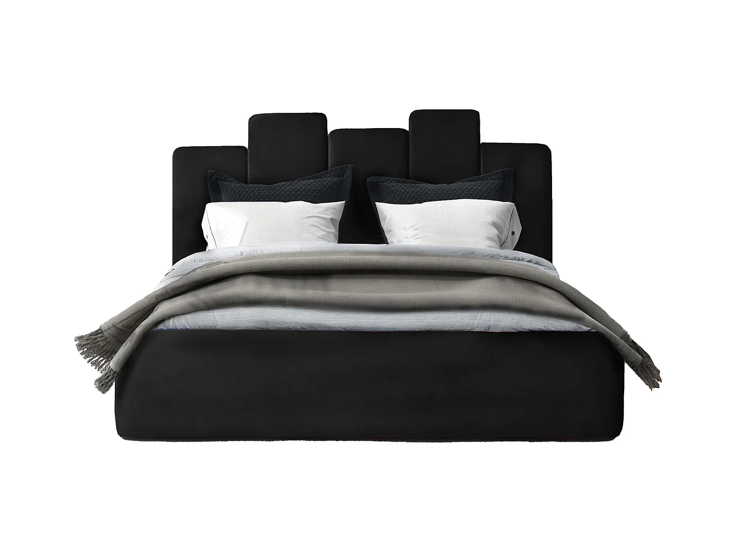 Lit rembourré Orion 130x212x90 cm, couchage 120x200 cm, coffre, vérin à gaz, tissu Monolith graphite