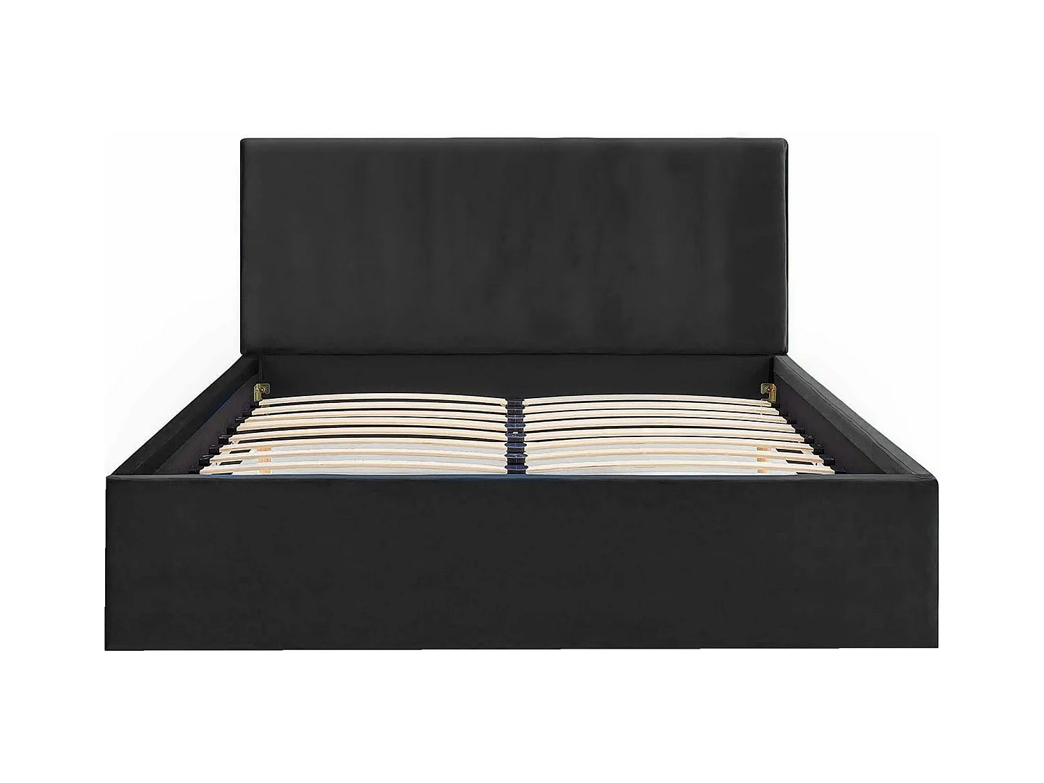 Lit rembourré Nefryt 150x212x90 cm, couchage 140x200 cm, coffre, vérin à gaz, tissu Monolith gris