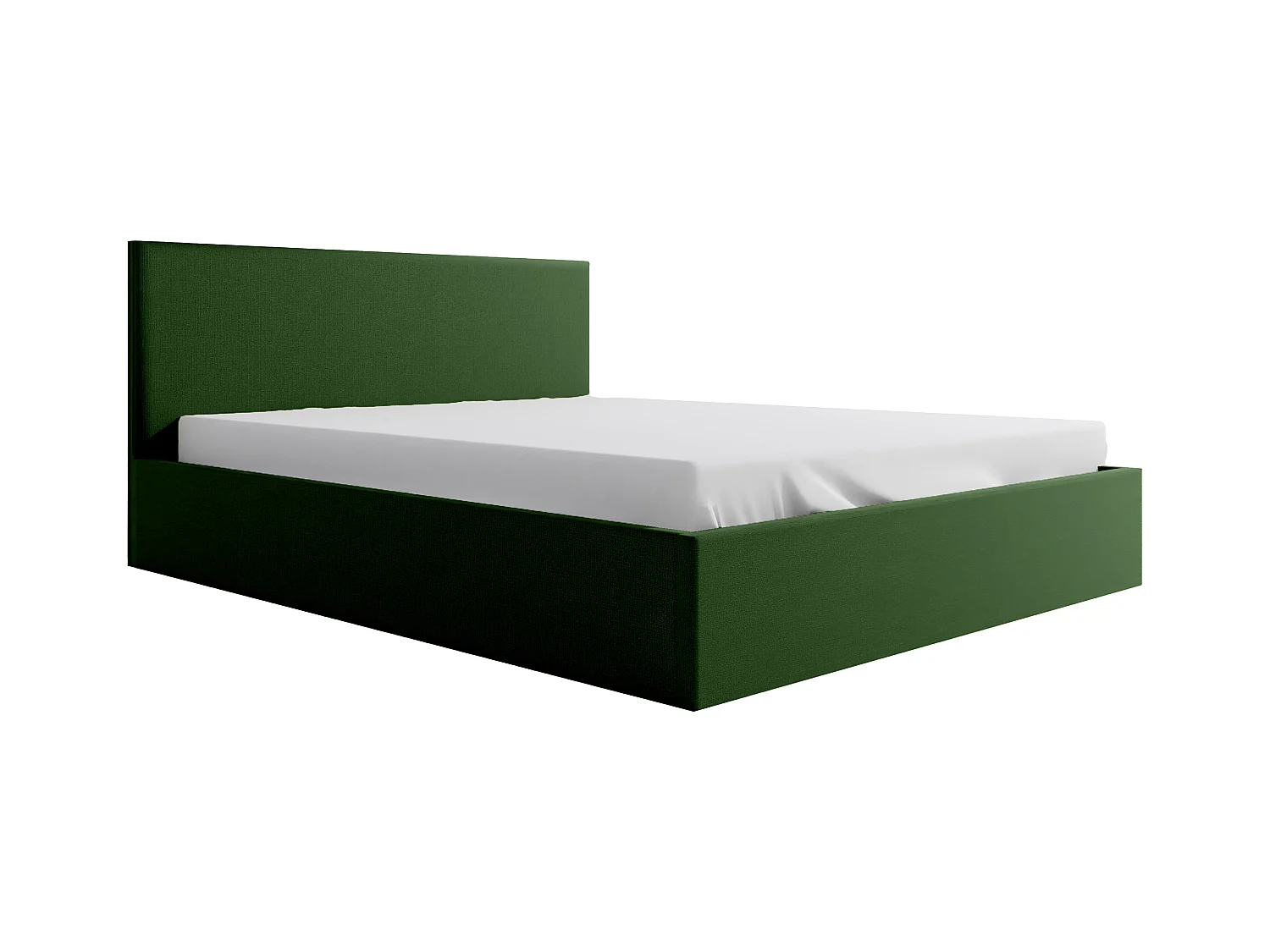 Lit rembourré Nefryt 130x212x90 cm, couchage 120x200 cm, coffre, vérin à gaz, tissu Monolith vert