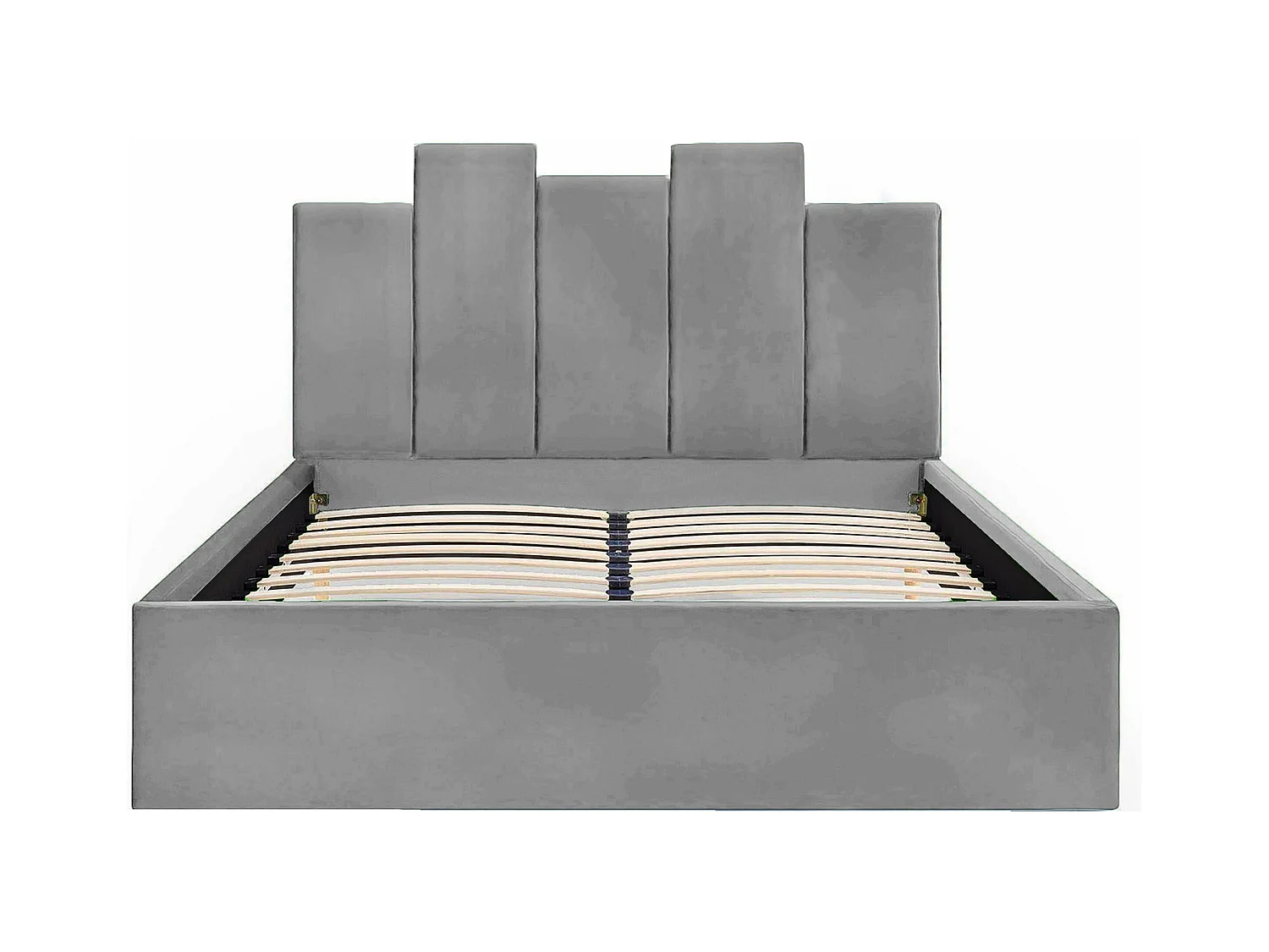 Lit rembourré Orion 190x212x90 cm, couchage 180x200 cm, coffre, vérin à gaz, tissu Monolith frêne