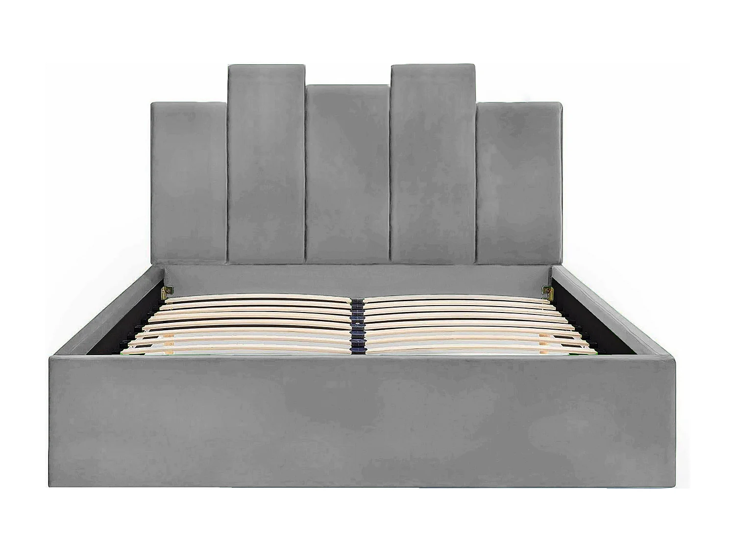 Lit rembourré Orion 190x212x90 cm, couchage 180x200 cm, coffre, vérin à gaz, tissu Monolith frêne