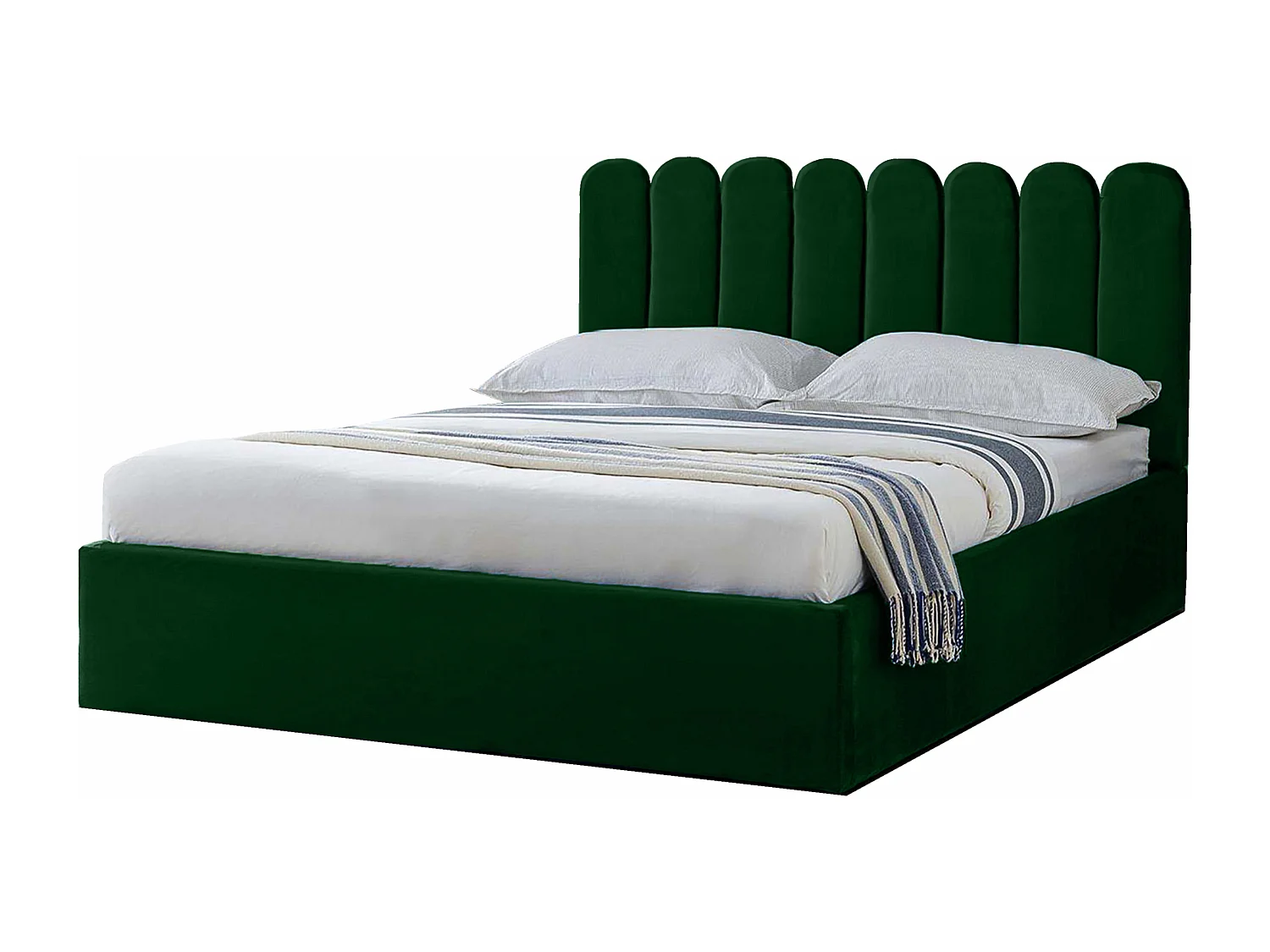 Letto imbottito Venezia 170x212x90 cm, piano 160x200 cm, contenitore, pistoni a gas, tessuto Monolith verde