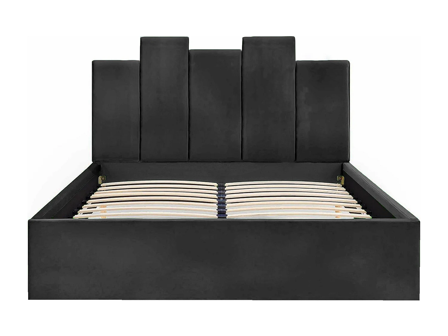 Lit rembourré Orion 170x212x90 cm, couchage 160x200 cm, coffre, vérin à gaz, tissu Monolith gris