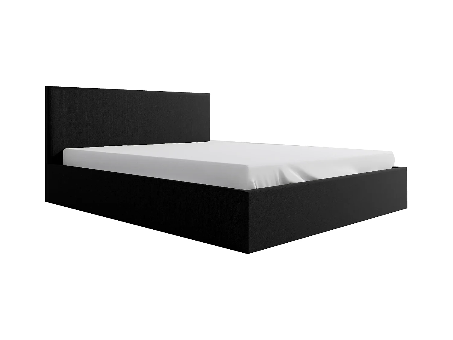 Lit rembourré Nefryt 130x212x90 cm, couchage 120x200 cm, coffre, vérin à gaz, tissu Monolith graphite