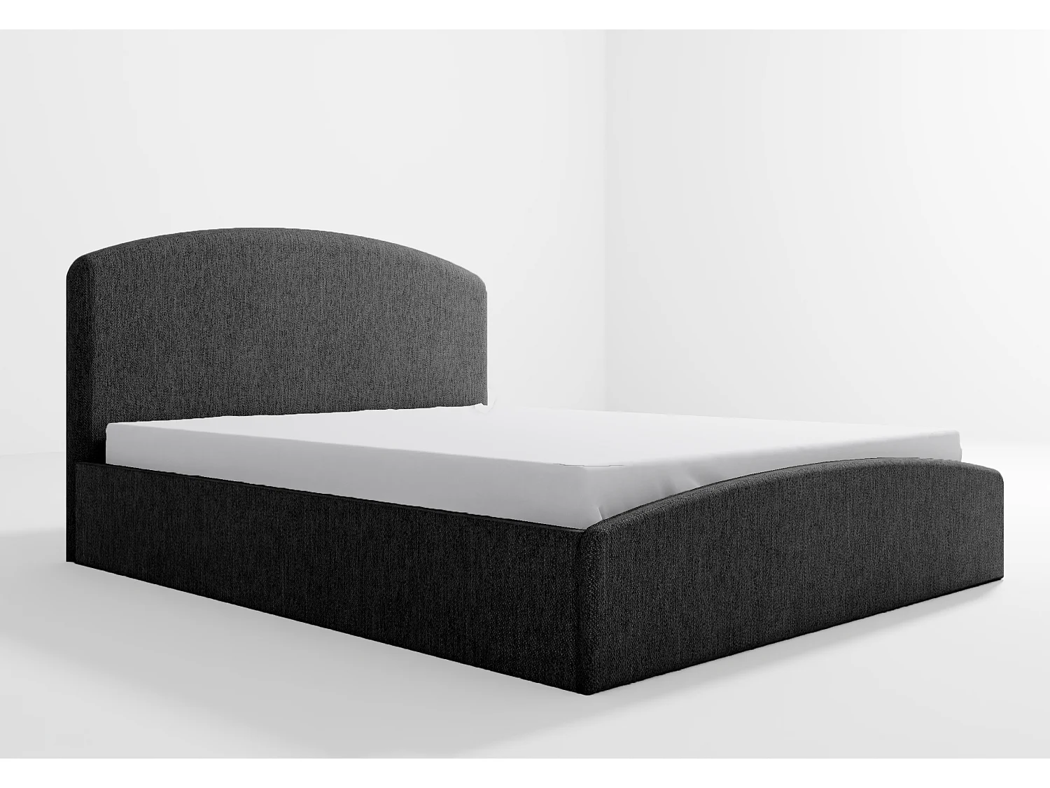 Lit rembourré Montana 190x212x90 cm, couchage 180x200 cm, coffre, vérin à gaz, tissu Monolith gris