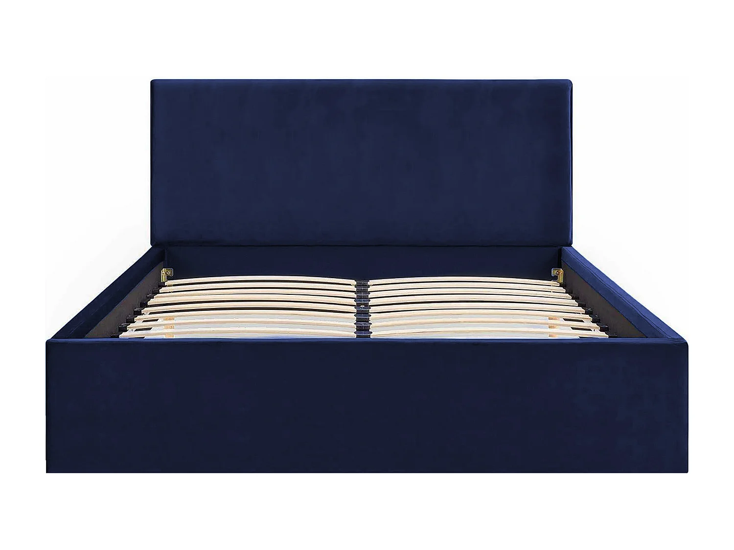 Lit rembourré Nefryt 150x212x90 cm, couchage 140x200 cm, coffre, vérin à gaz, tissu Monolith bleu marine