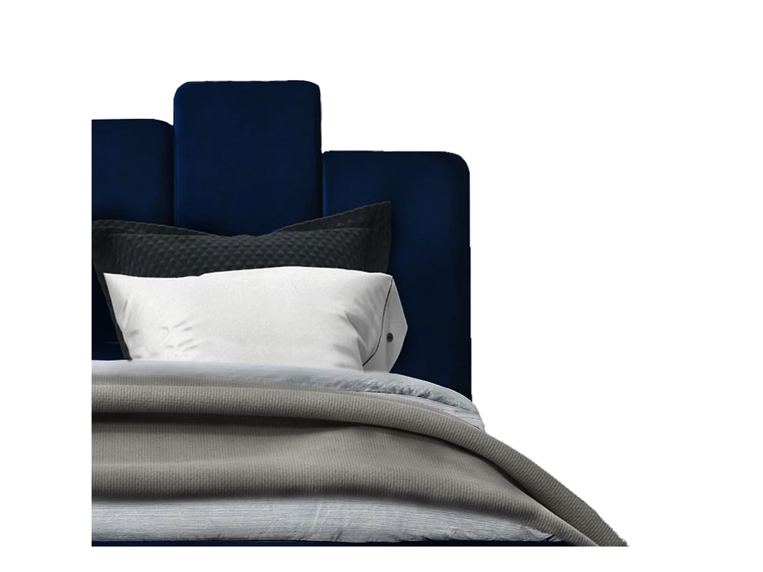 Lit rembourré Orion 210x212x90 cm, couchage 200x200 cm, coffre, vérin à gaz, tissu Monolith bleu marine