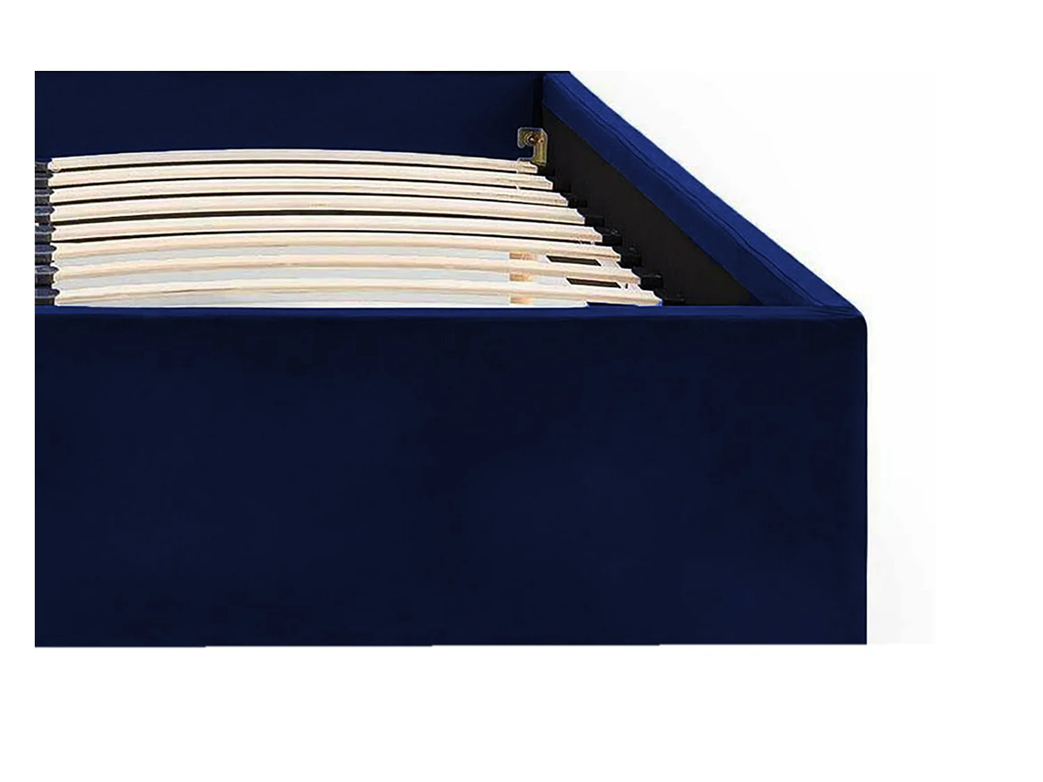 Lit rembourré Orion 210x212x90 cm, couchage 200x200 cm, coffre, vérin à gaz, tissu Monolith bleu marine