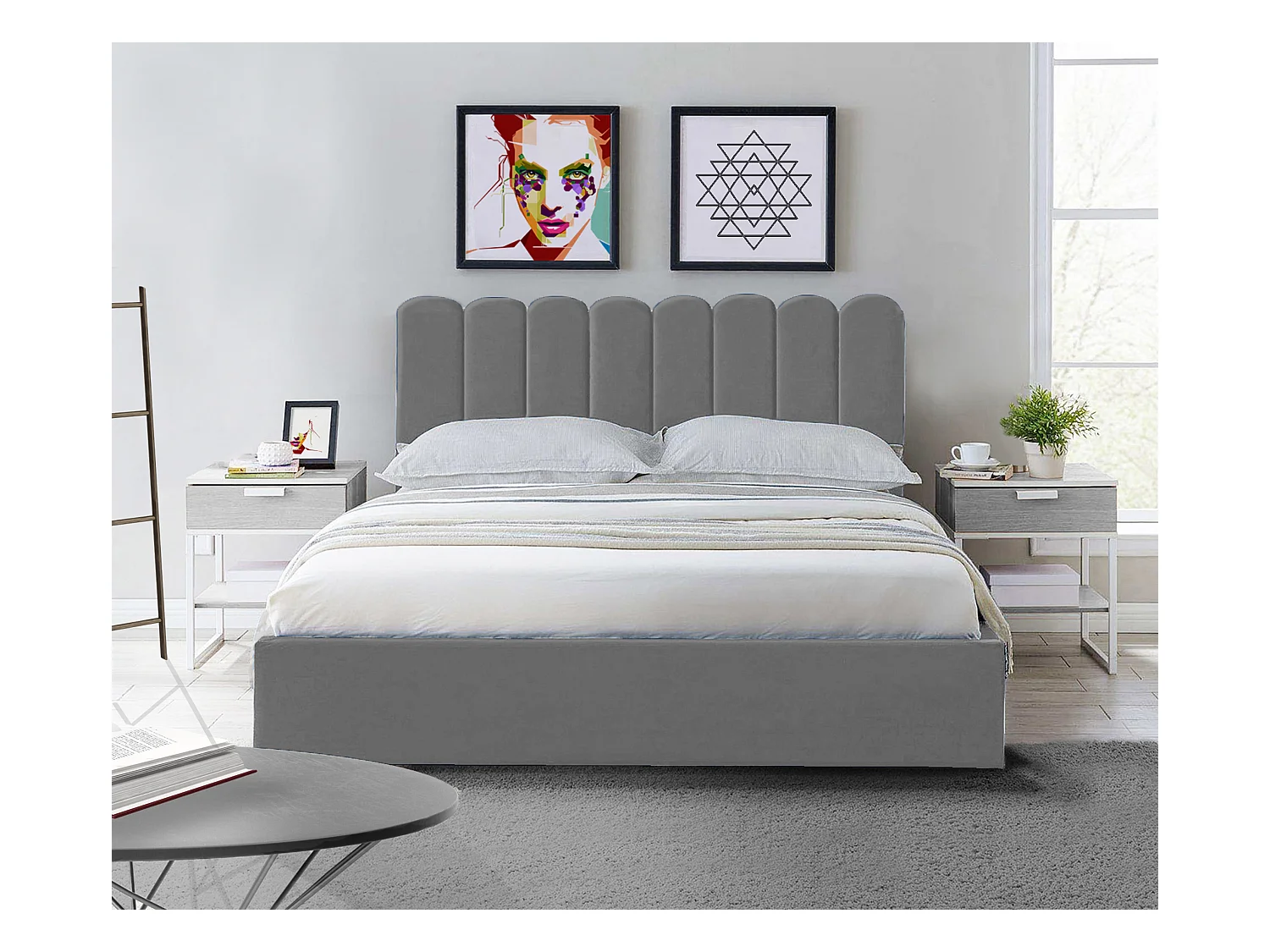 Lit rembourré Venezia 190x212x90 cm, couchage 180x200 cm, coffre, vérin à gaz, tissu Monolith châtaigne