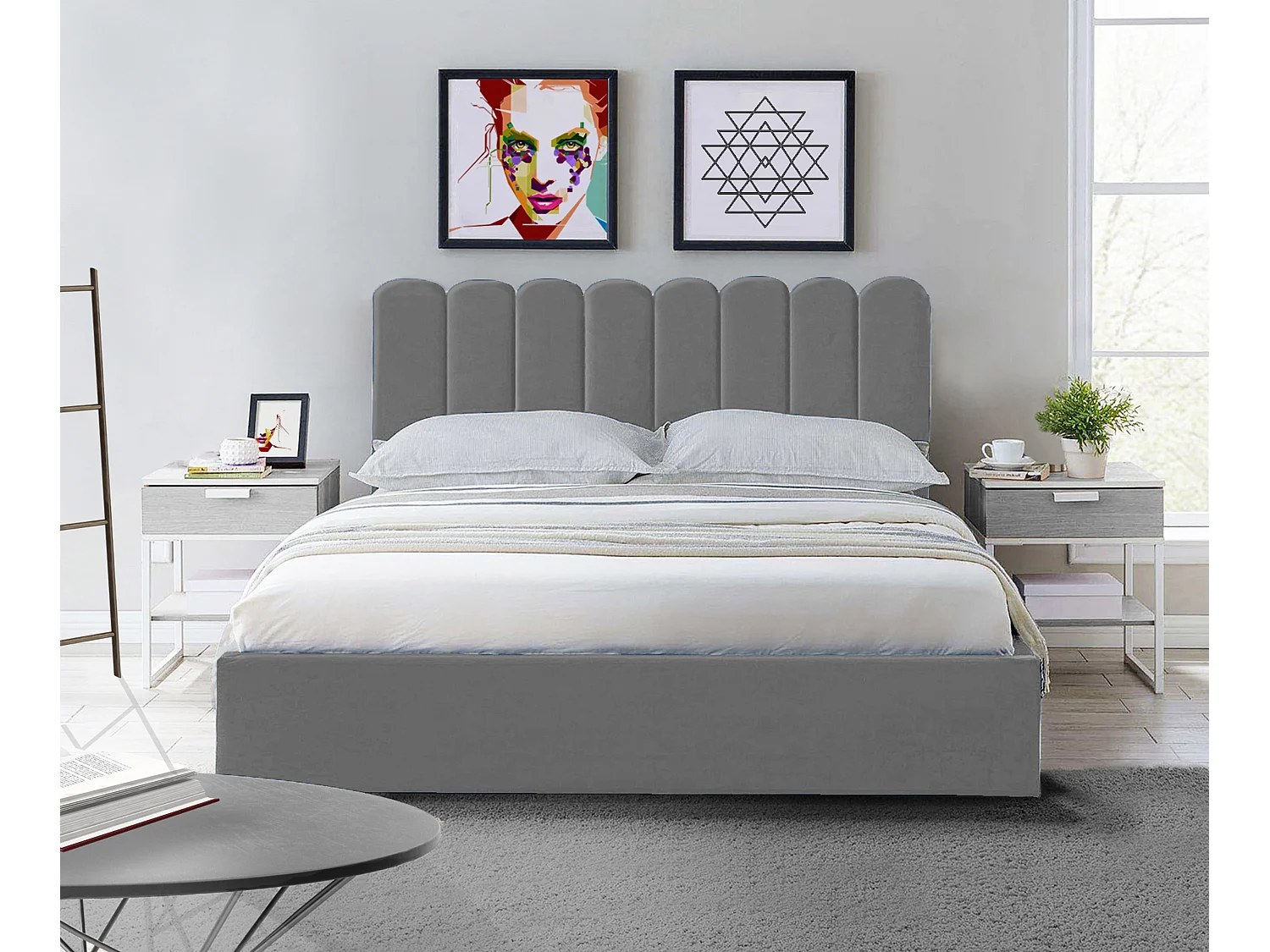 Lit rembourré Venezia 190x212x90 cm, couchage 180x200 cm, coffre, vérin à gaz, tissu Monolith châtaigne