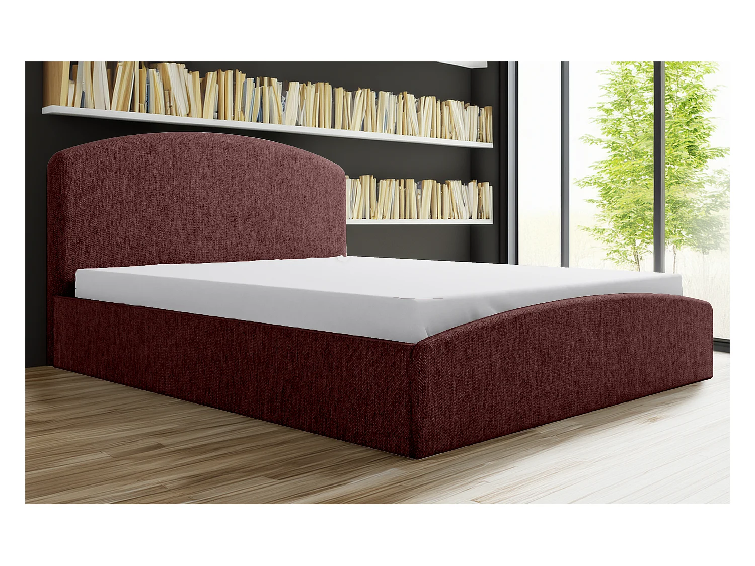 Gestoffeerd bed Montana 170x212x90 cm Slaapvlak 160x200 cm, opbergruimte, gaslift, stof Monolith kastanjebruin