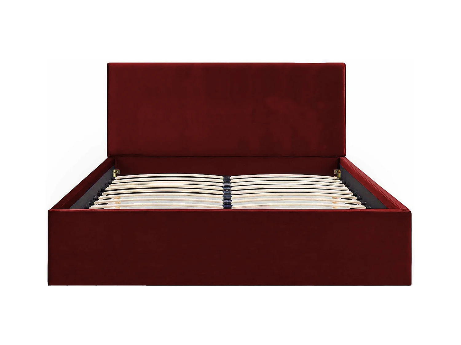 Lit rembourré Nefryt 130x212x90 cm, couchage 120x200 cm, coffre, vérin à gaz, tissu Monolith châtaigne