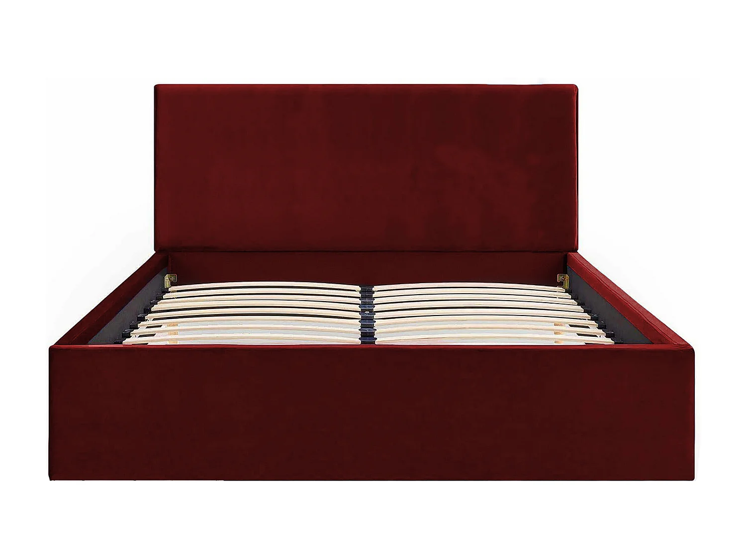 Lit rembourré Nefryt 130x212x90 cm, couchage 120x200 cm, coffre, vérin à gaz, tissu Monolith châtaigne