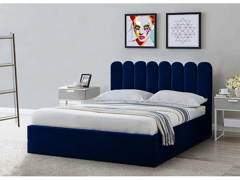 Letto imbottito Venezia 170x212x90 cm, piano 160x200 cm, contenitore, pistoni a gas, tessuto Monolith frassino