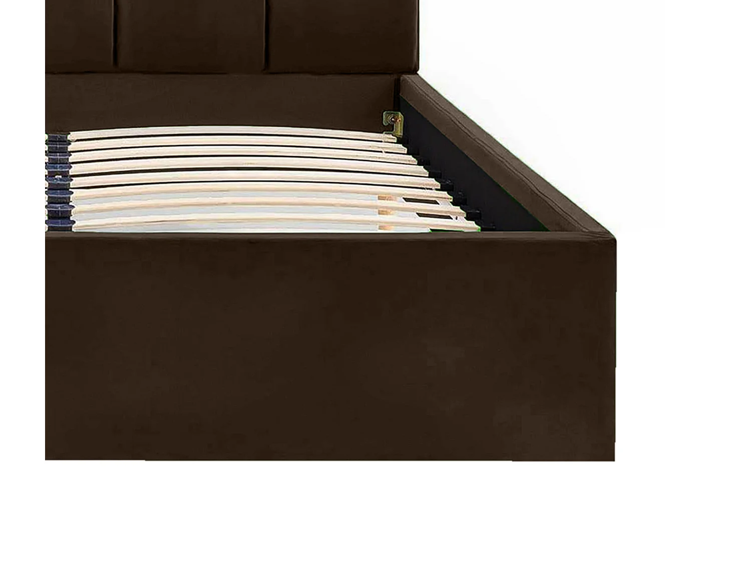 Lit rembourré Orion 210x212x90 cm, couchage 200x200 cm, coffre, vérin à gaz, tissu Monolith brun