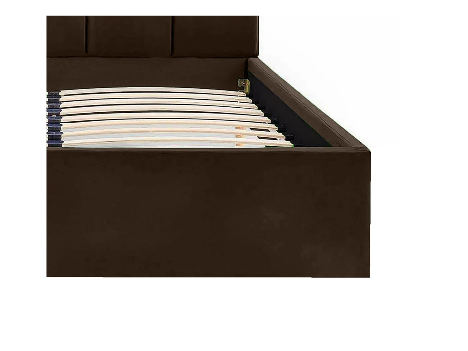 Lit rembourré Orion 170x212x90 cm, couchage 160x200 cm, coffre, vérin à gaz, tissu Monolith brun