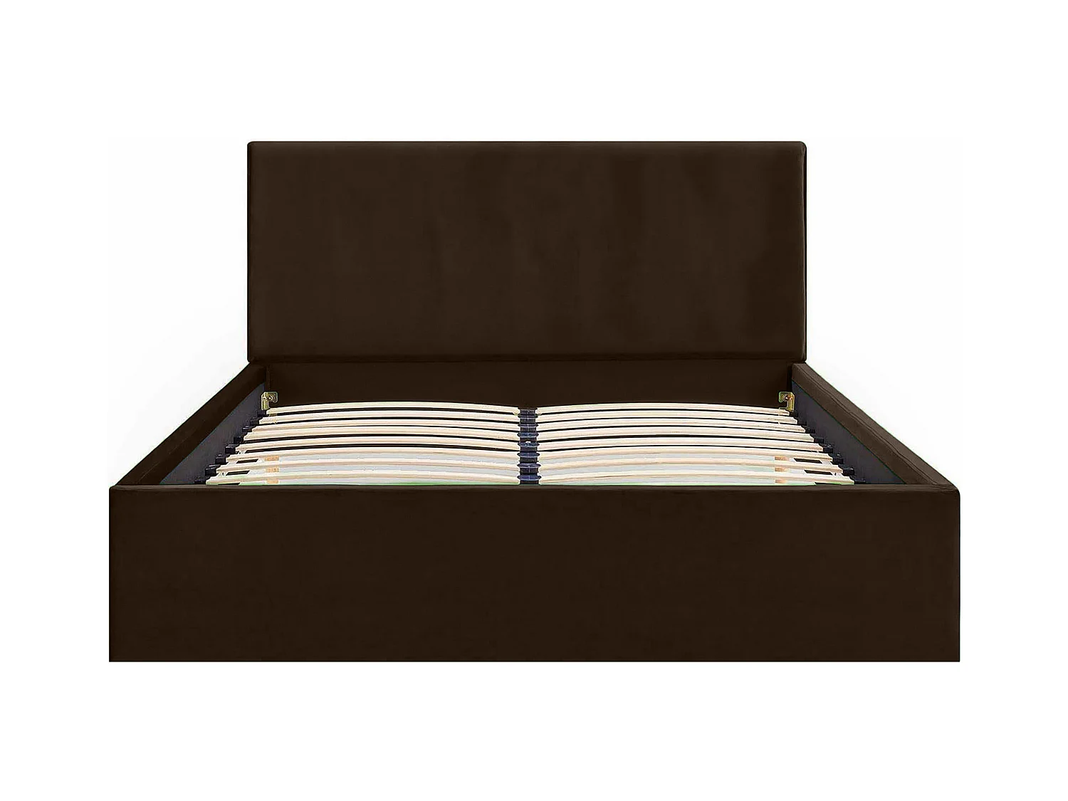 Lit rembourré Nefryt 130x212x90 cm, couchage 120x200 cm, coffre, vérin à gaz, tissu Monolith brun