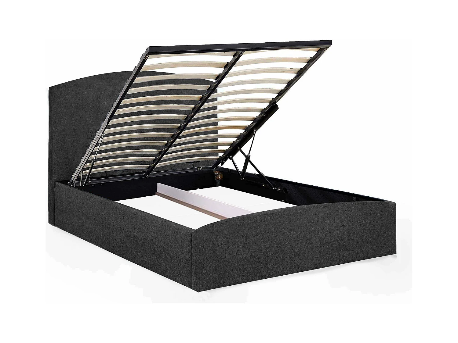 Lit rembourré Nefryt 170x212x90 cm, couchage 160x200 cm, coffre, vérin à gaz, tissu Monolith frêne