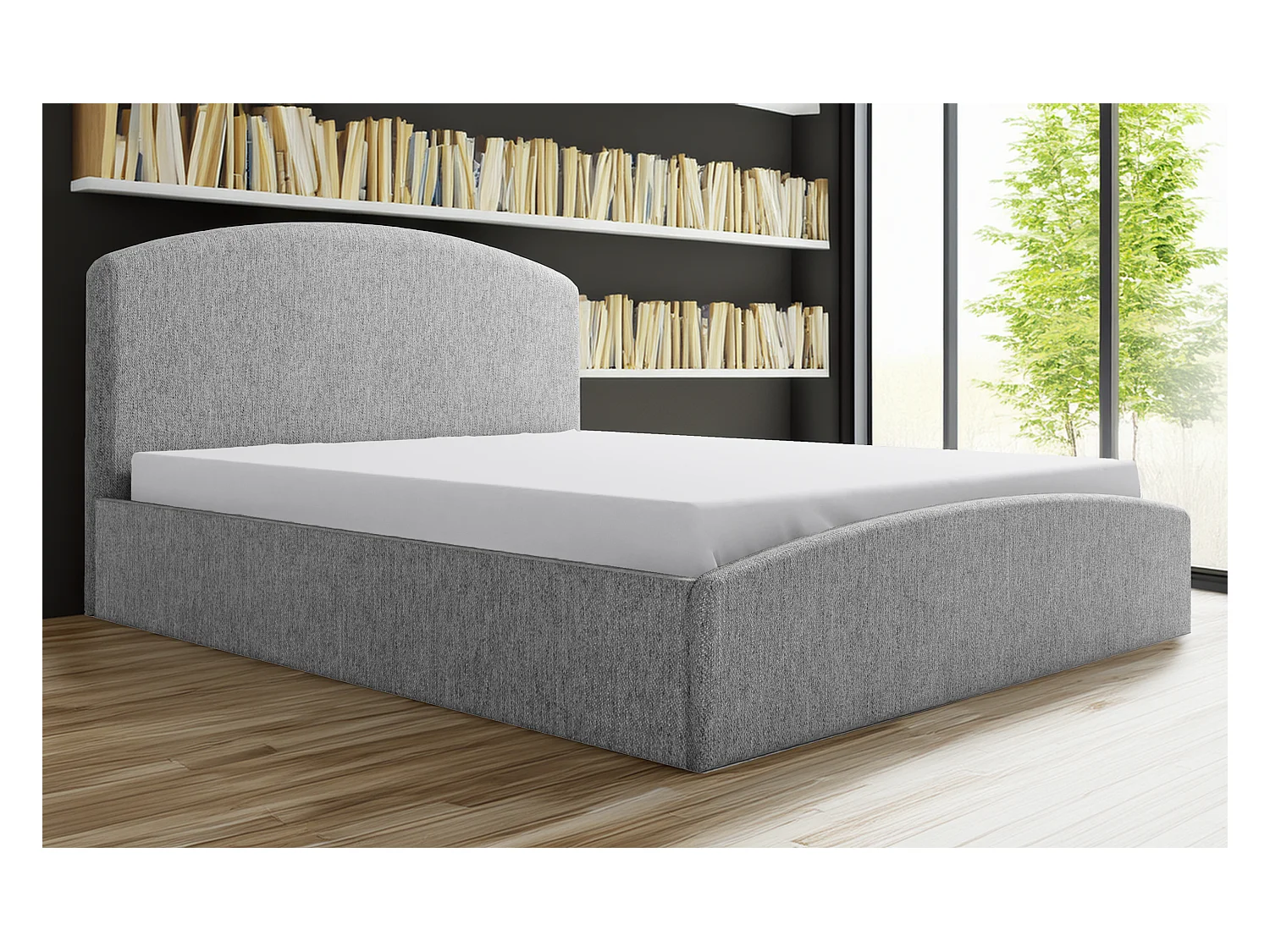 Polsterbett Montana 190x212x90 cm Liegefläche 180x200 cm, Bettkasten, Gasdruckfeder, Stoff Monolith Esche
