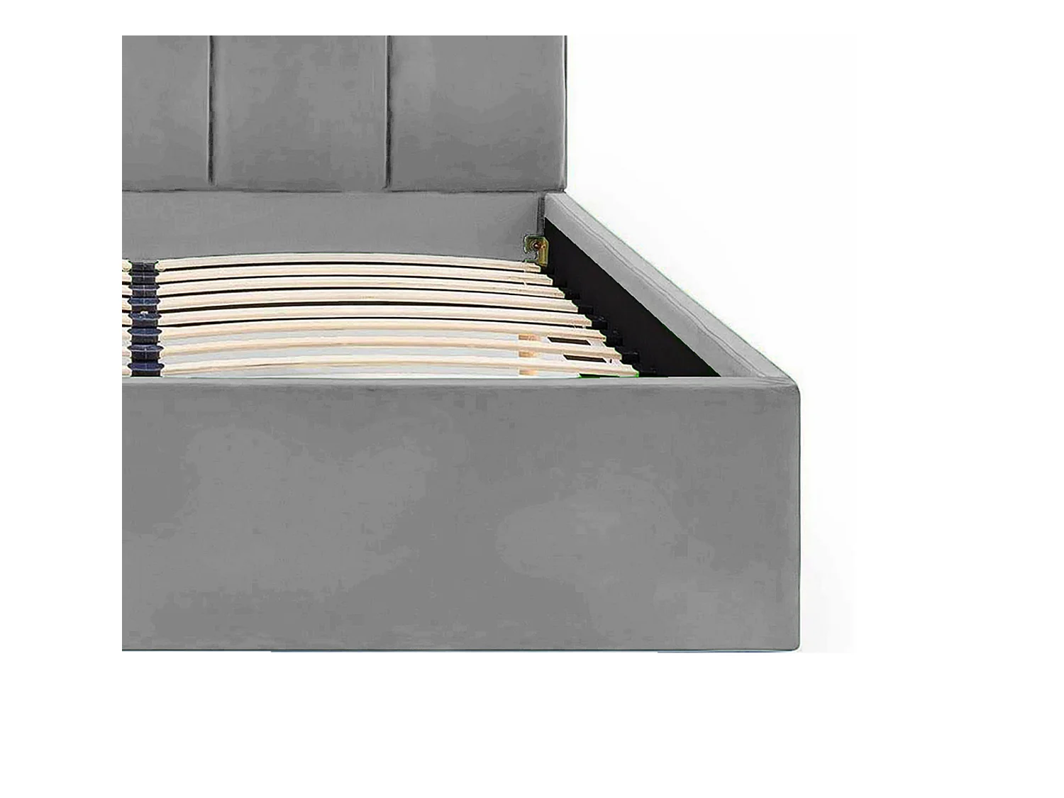 Lit rembourré Orion 150x212x90 cm, couchage 140x200 cm, coffre, vérin à gaz, tissu Monolith frêne