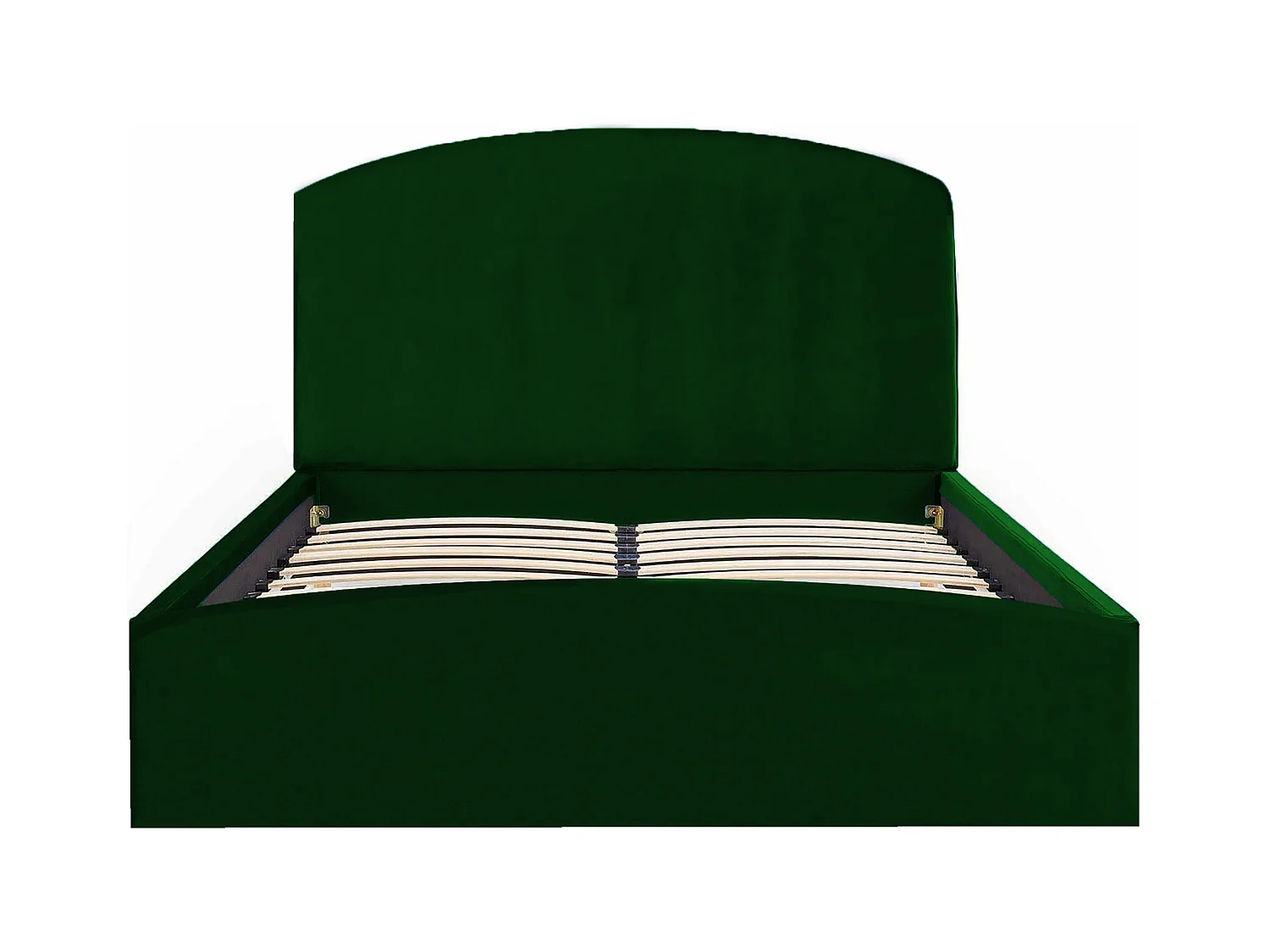 Lit rembourré Montana 150x212x90 cm, couchage 140x200 cm, coffre, vérin à gaz, tissu Monolith vert