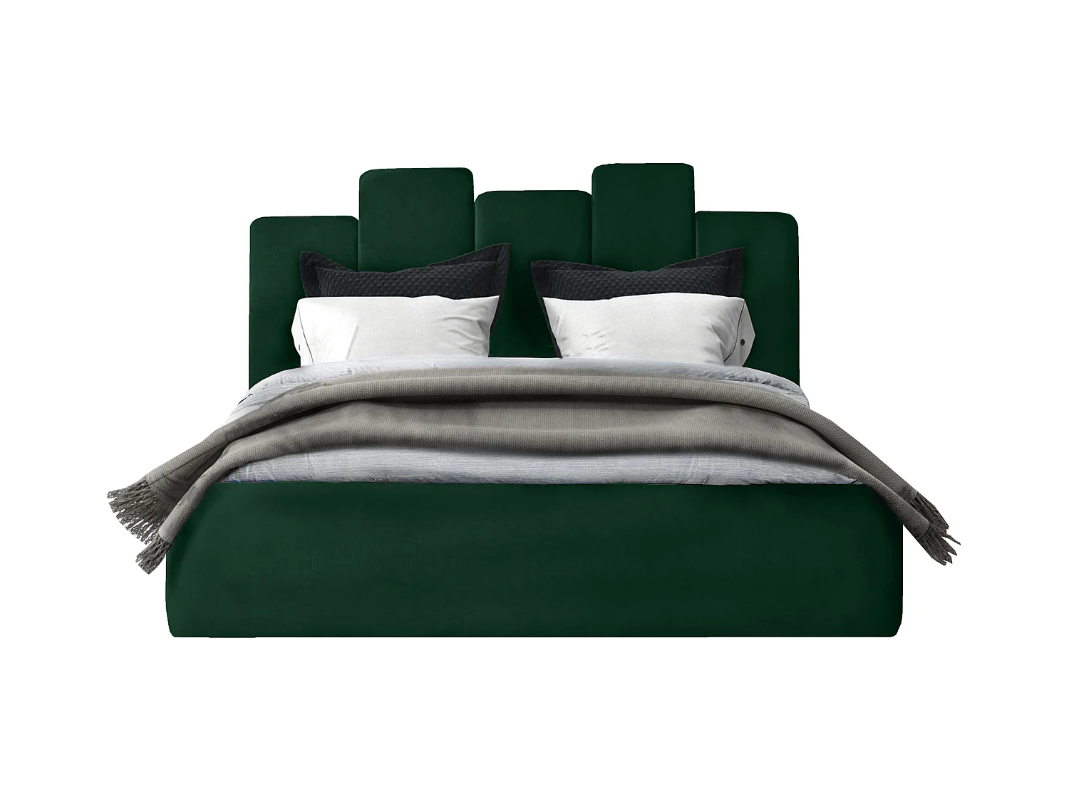 Lit rembourré Orion 170x212x90 cm, couchage 160x200 cm, coffre, vérin à gaz, tissu Monolith vert