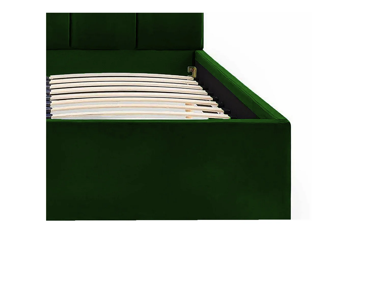 Lit rembourré Orion 170x212x90 cm, couchage 160x200 cm, coffre, vérin à gaz, tissu Monolith vert