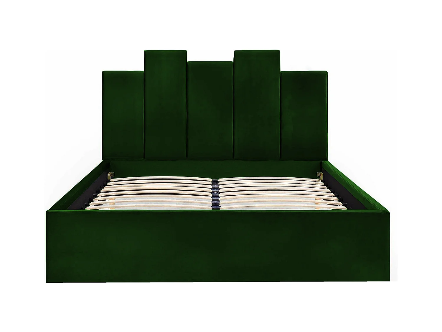 Lit rembourré Orion 190x212x90 cm, couchage 180x200 cm, coffre, vérin à gaz, tissu Monolith vert