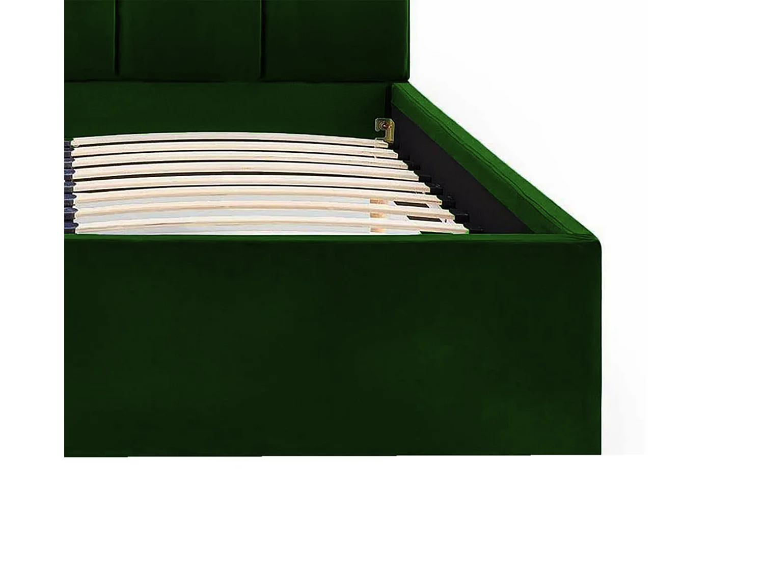 Lit rembourré Orion 190x212x90 cm, couchage 180x200 cm, coffre, vérin à gaz, tissu Monolith vert