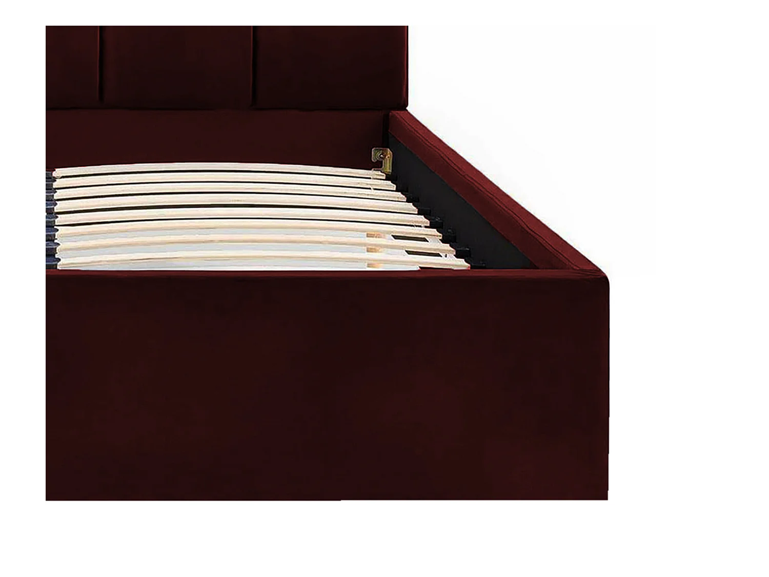 Lit rembourré Orion 210x212x90 cm, couchage 200x200 cm, coffre, vérin à gaz, tissu Monolith châtaigne