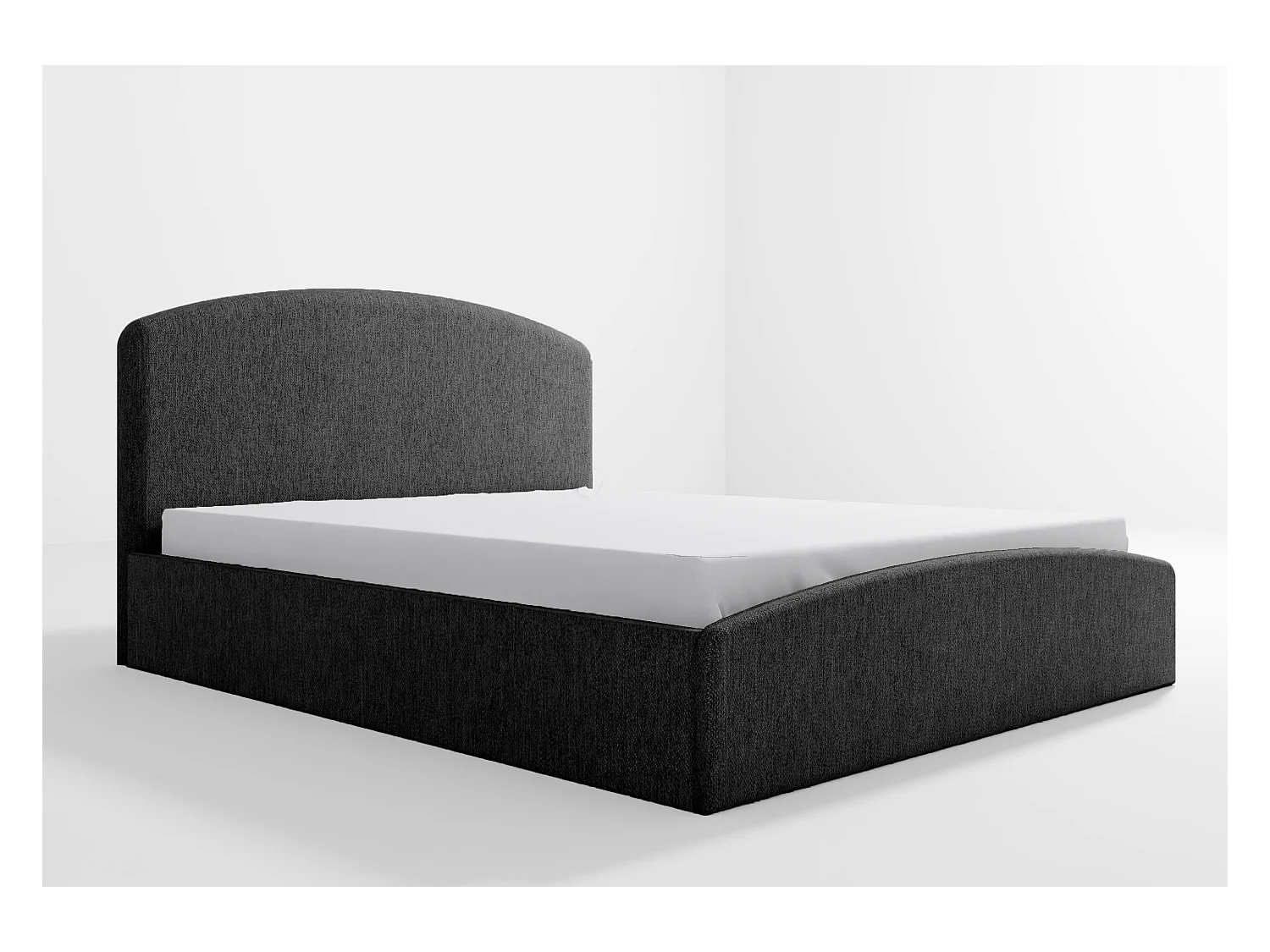 Lit rembourré Montana 210x212x90 cm, couchage 200x200 cm, coffre, vérin à gaz, tissu Monolith gris