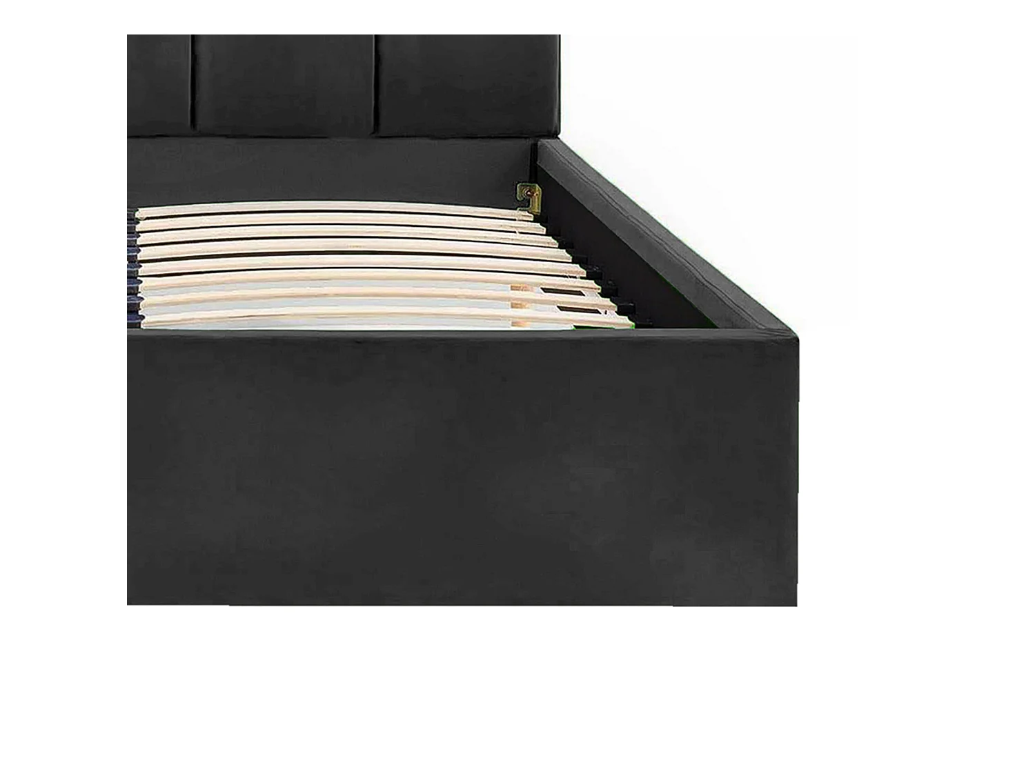 Lit rembourré Orion 150x212x90 cm, couchage 140x200 cm, coffre, vérin à gaz, tissu Monolith gris