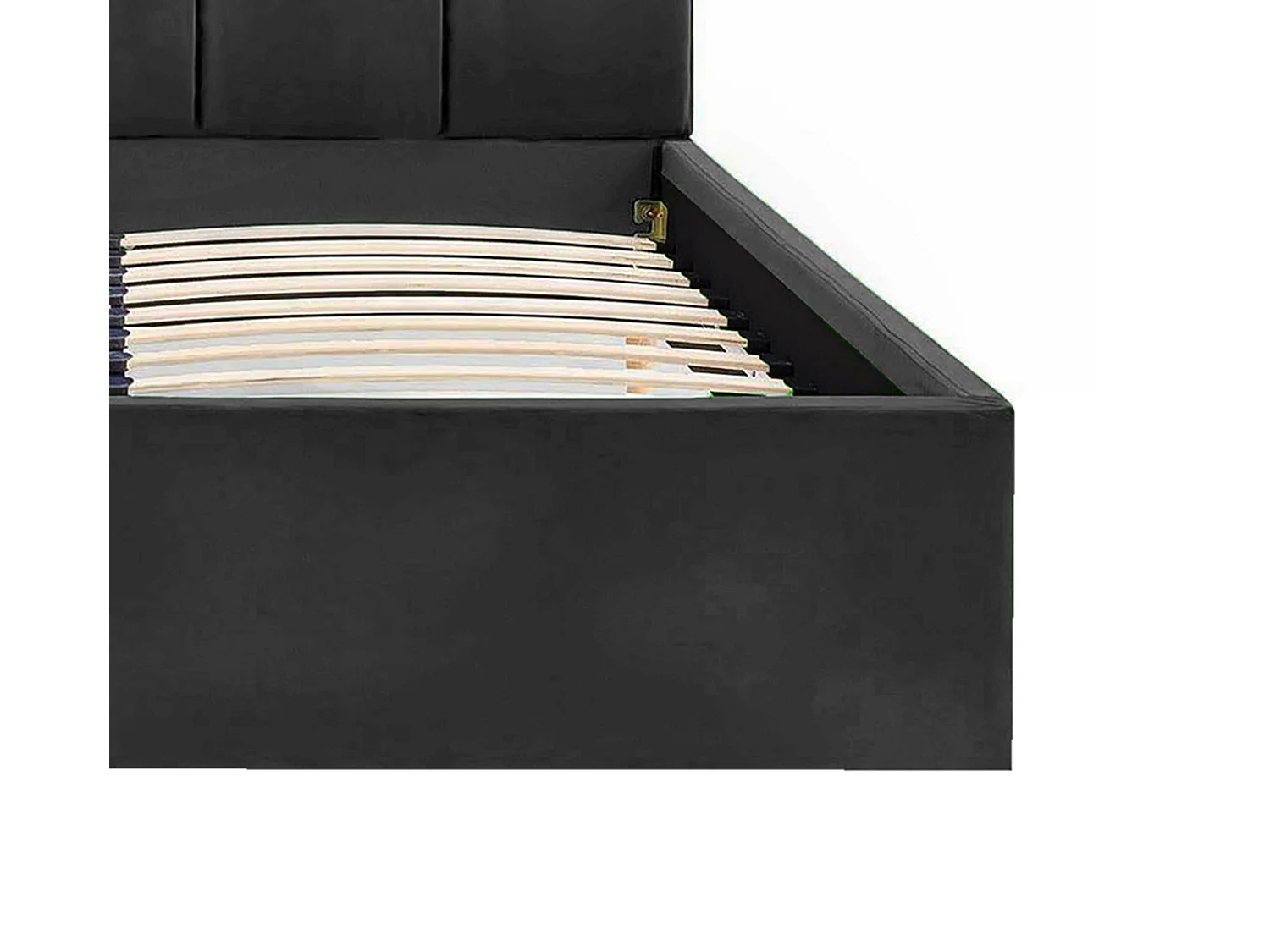 Lit rembourré Orion 150x212x90 cm, couchage 140x200 cm, coffre, vérin à gaz, tissu Monolith gris