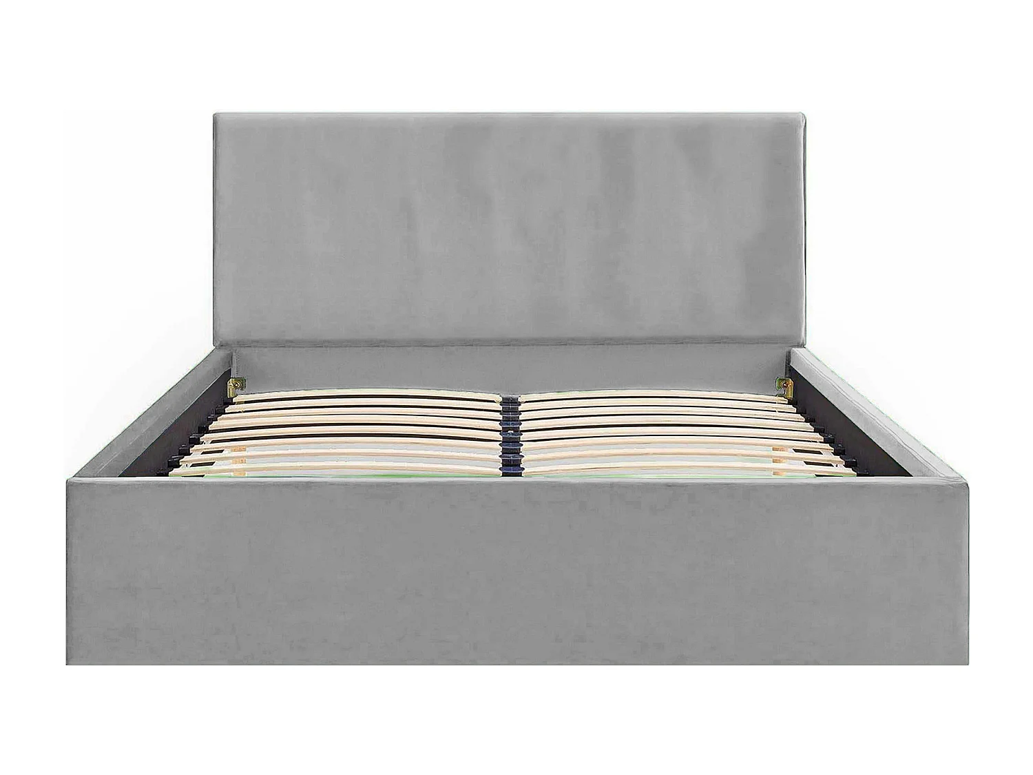 Lit rembourré Nefryt 130x212x90 cm, couchage 120x200 cm, coffre, vérin à gaz, tissu Monolith frêne