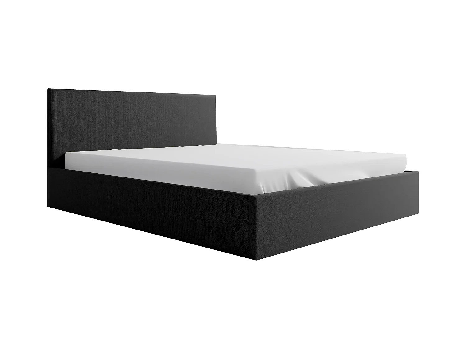 Lit rembourré Nefryt 210x212x90 cm, couchage 200x200 cm, coffre, vérin à gaz, tissu Monolith gris