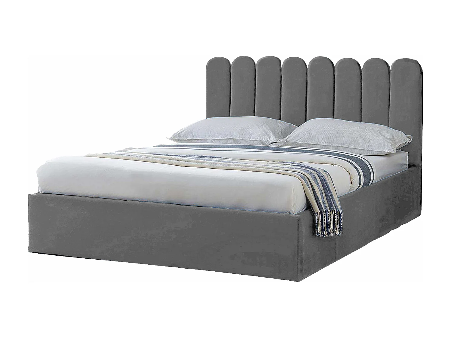 Lit rembourré Venezia 130x212x90 cm, couchage 120x200 cm, coffre, vérin à gaz, tissu Monolith châtaigne