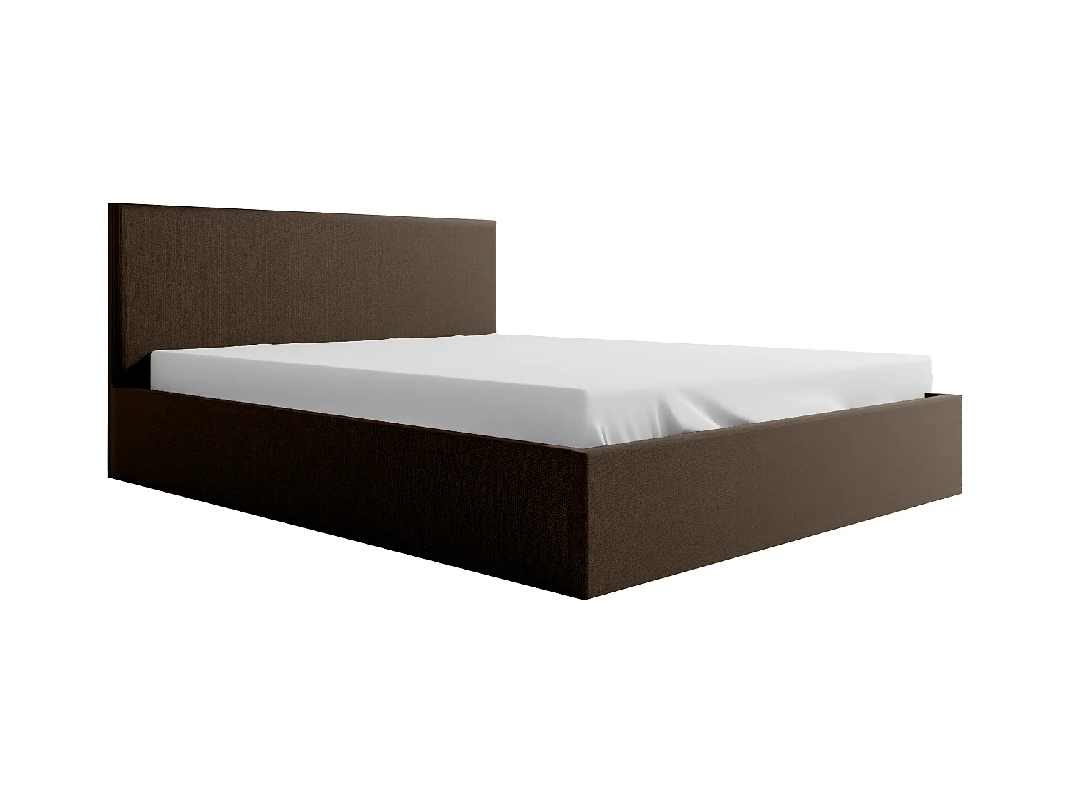 Lit rembourré Nefryt 190x212x90 cm, couchage 180x200 cm, coffre, vérin à gaz, tissu Monolith brun