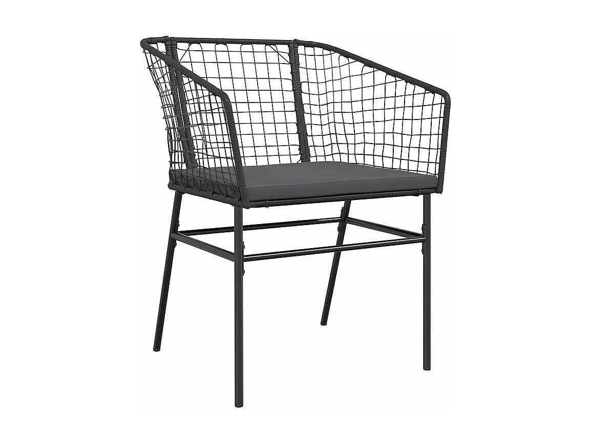 Ensemble à manger de jardin et coussins 5 pcs noir rotin verre