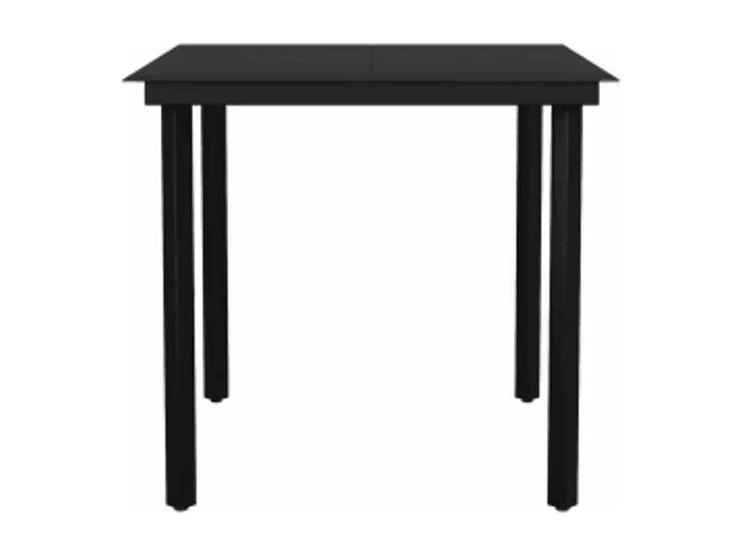 Ensemble à manger de jardin et coussins 5 pcs noir rotin verre