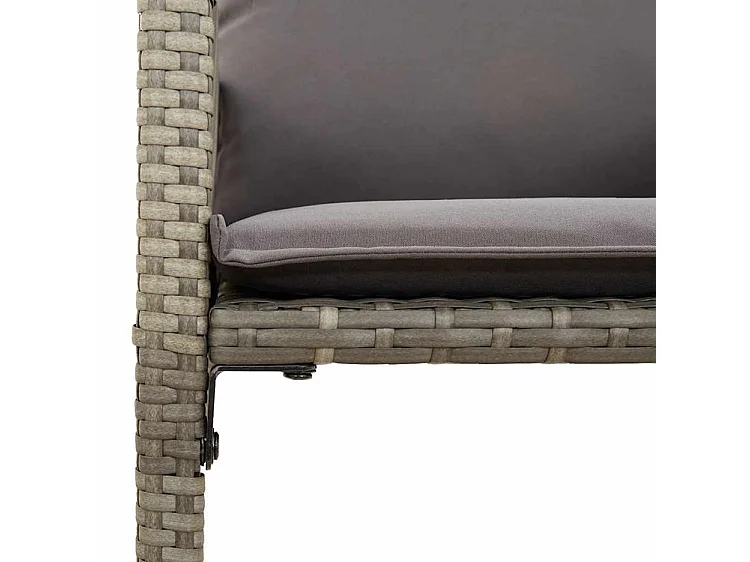 Ensemble de bar de jardin 5 pcs avec coussins gris poly rotin