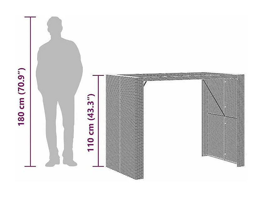 Ensemble de bar de jardin 5 pcs avec coussins gris poly rotin